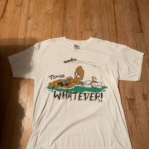 White Graphic T-Shirt with Cartoon Design